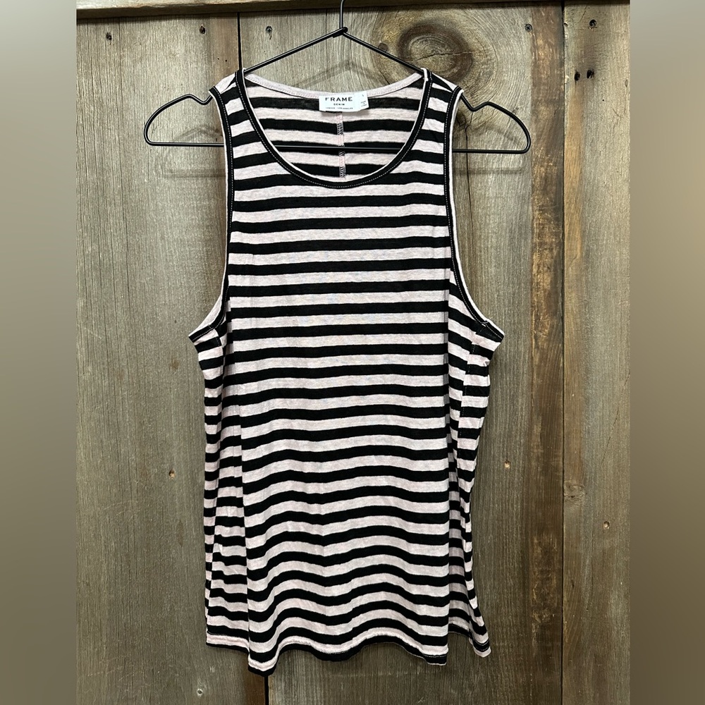 NWOT Frame Linen Nautical Stripe Tank Top in Light Pink Multi Size Large